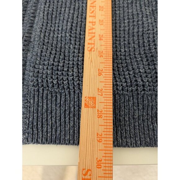 LL Bean Organic Cotton Waffle Sweater Mens Size XL Tall Blue Heavy Full Zip - Picture 9 of 9